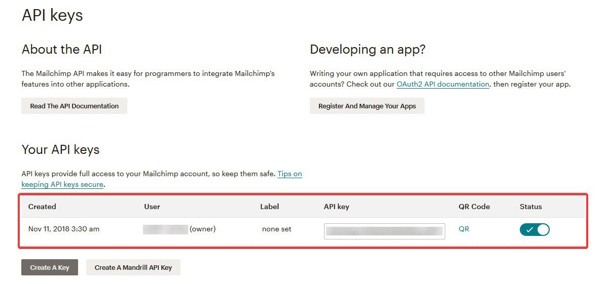 MailChimp integration Elementor