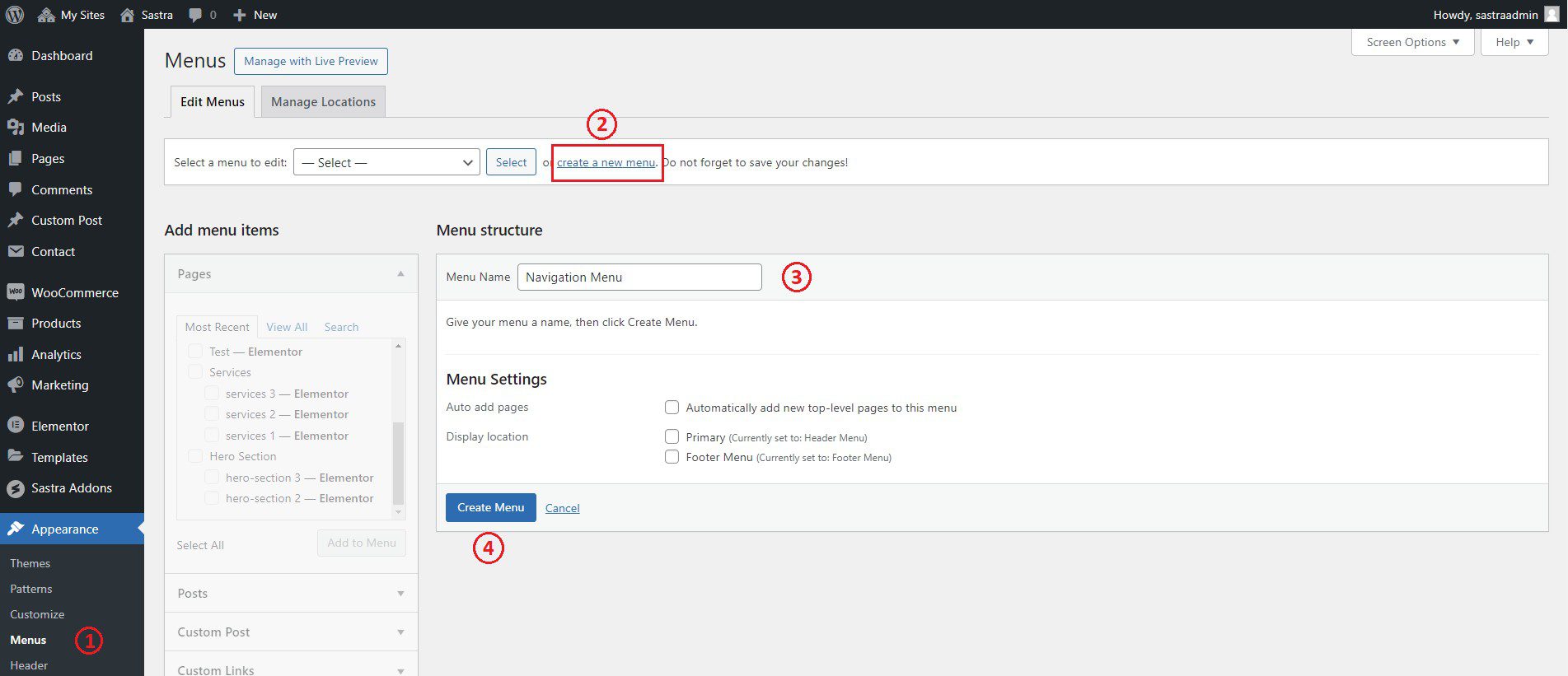 Nav Menu Widget Elementor