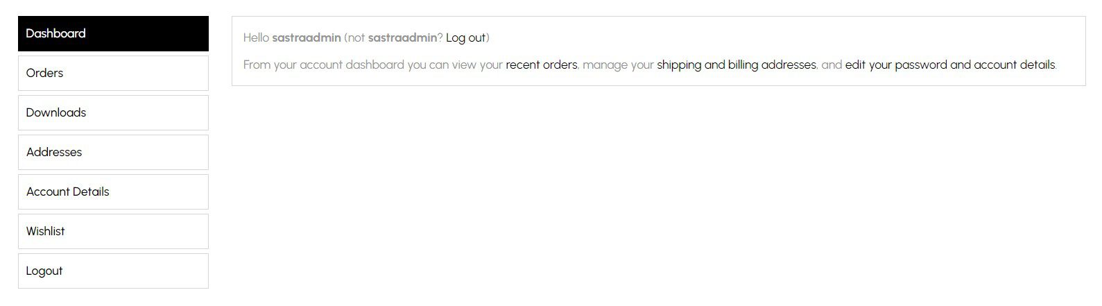 Final WooCommerce My Account page layout created with Elementor