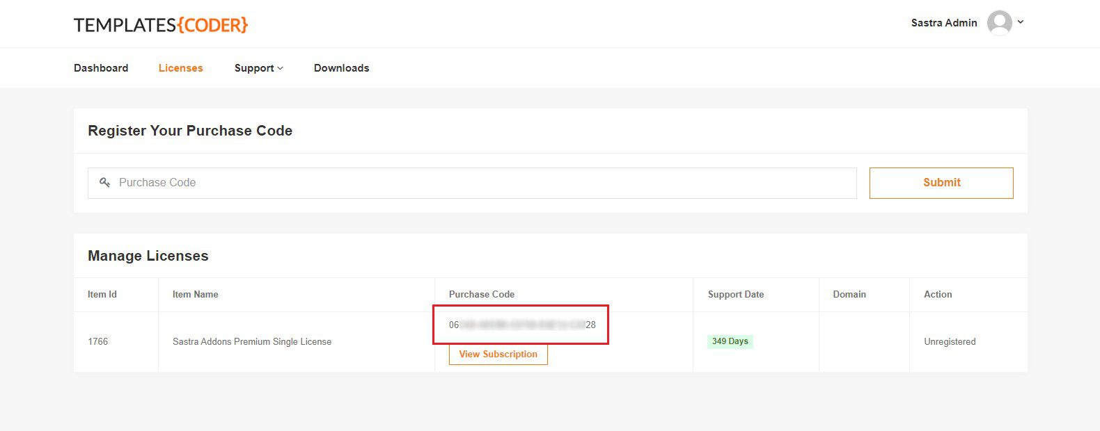 sastra addons pro license activation