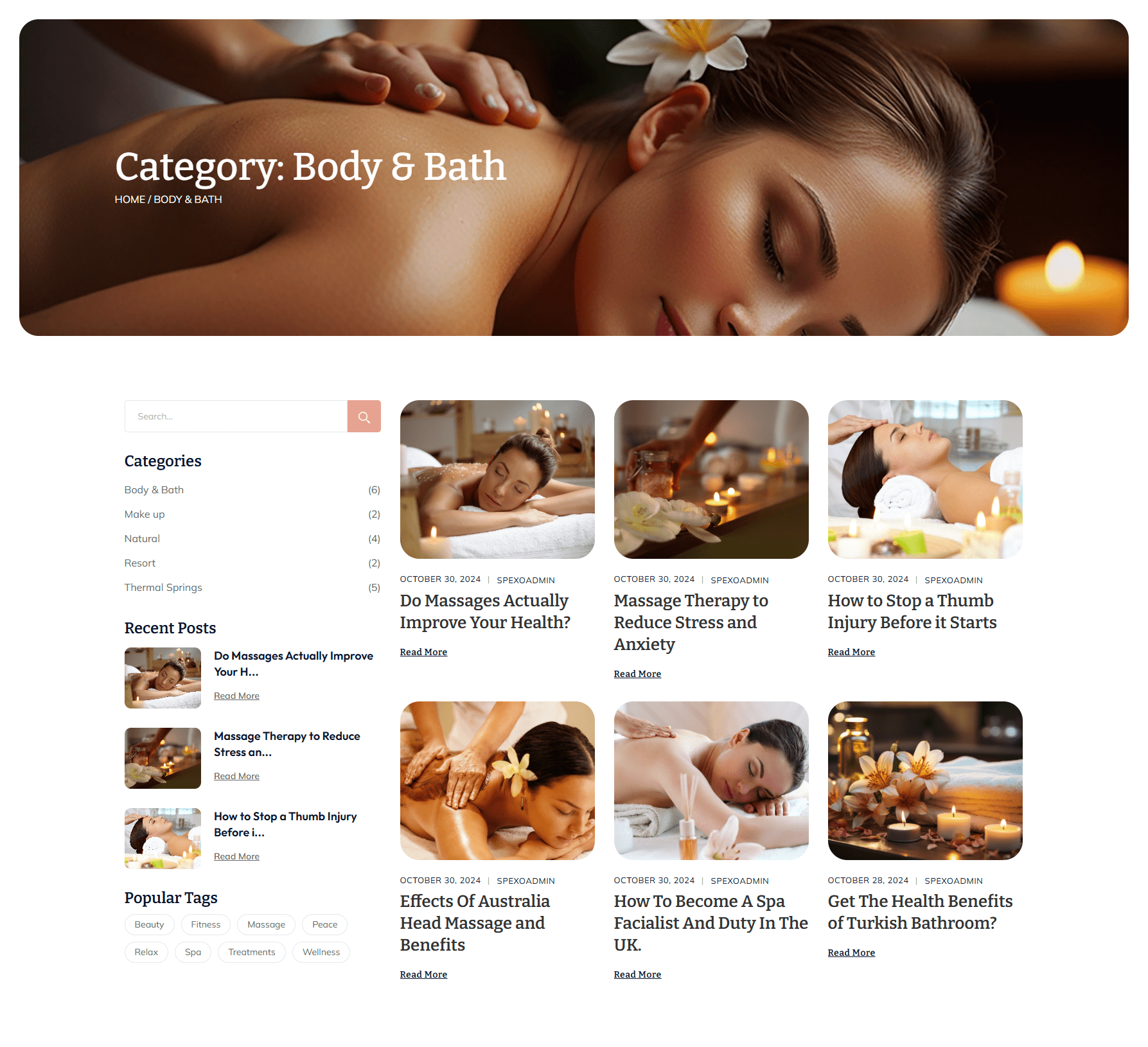 Custom post archive layout created with Spexo Addons Site Builder—live example