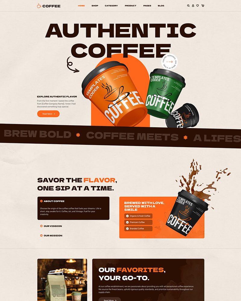 Coffee Store Elementor Template