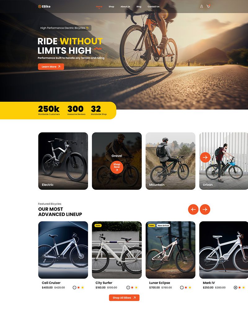 E-Bike Store Elementor Template