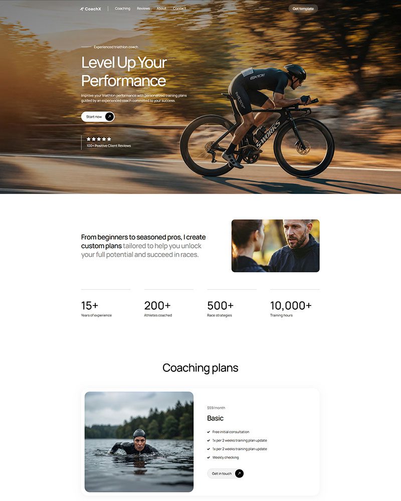 Free Sports Coach Elementor Template